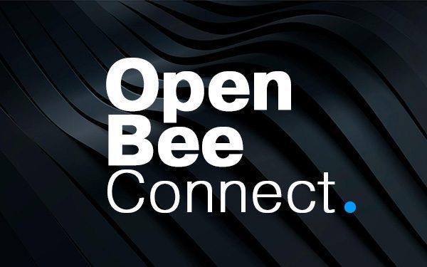 Open Bee Connect logo op zwarte achtergrond
